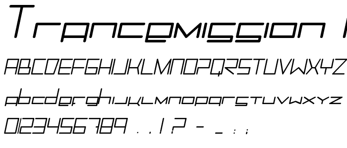 Trancemission MediumItalic font